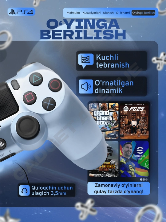 Simsiz geympad Dualshock 4, playstation 4 joystik, ps 4 joystik