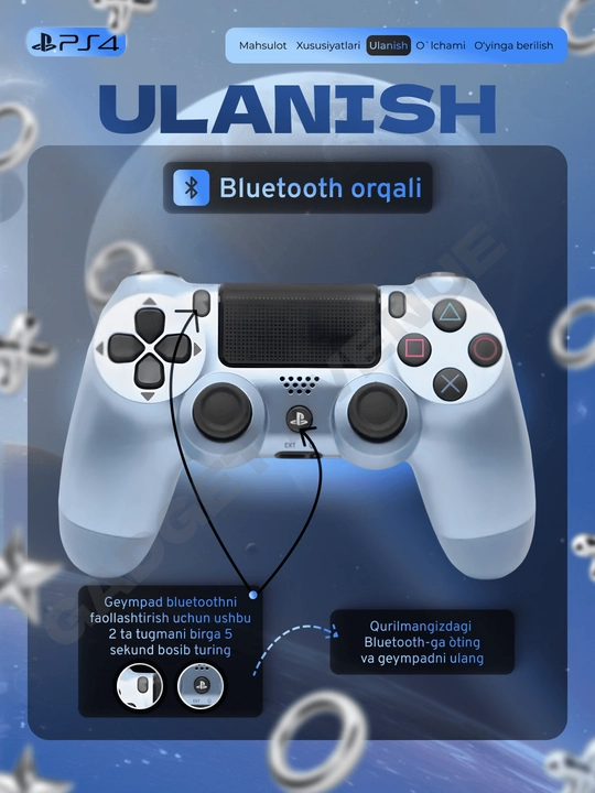 Simsiz geympad Dualshock 4, playstation 4 joystik, ps 4 joystik