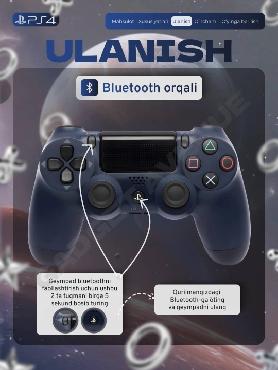 Simsiz geympad Dualshock 4, playstation 4 joystik, ps 4 joystik