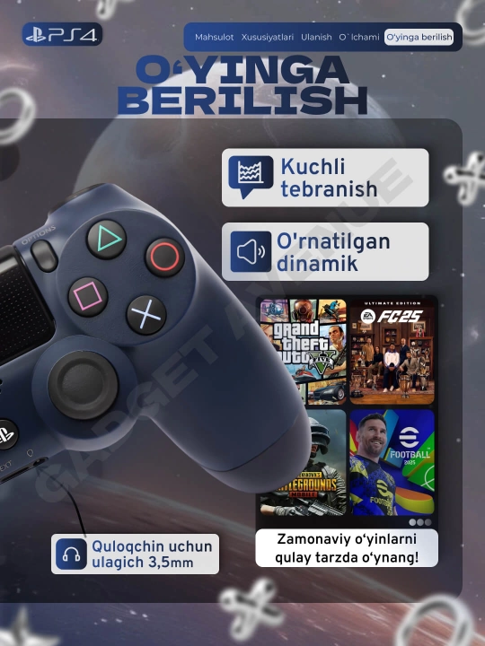 Simsiz geympad Dualshock 4, playstation 4 joystik, ps 4 joystik