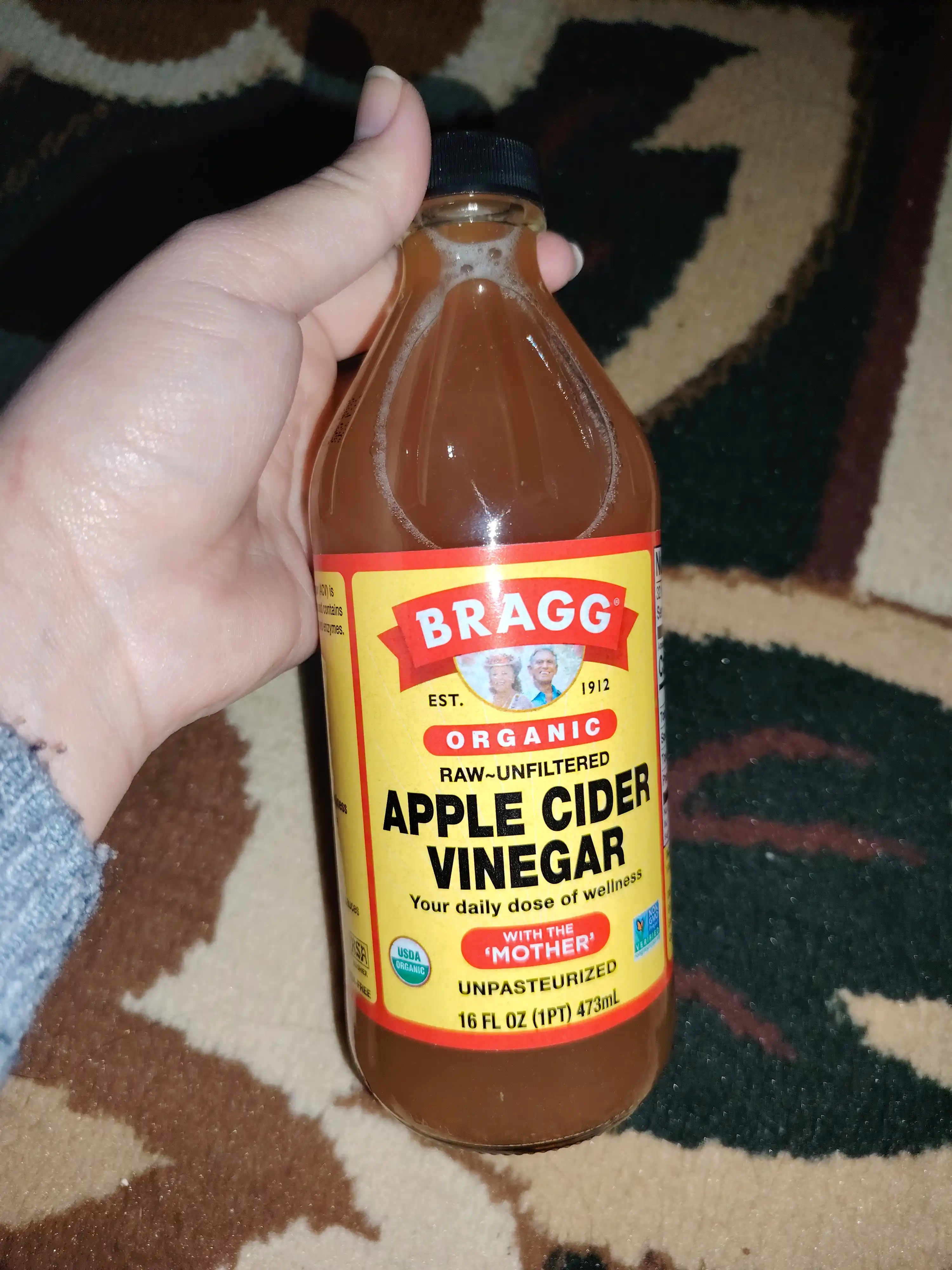 Bragg organik olma sirkasi, sirka bachadoni bilan, filtrlanmagan, 473 ml