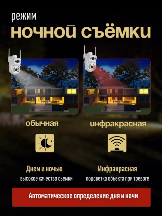 Harakat sensori va tungi ko'rish bilan, tashqi Wi-Fi xavfsizlik kamerasi