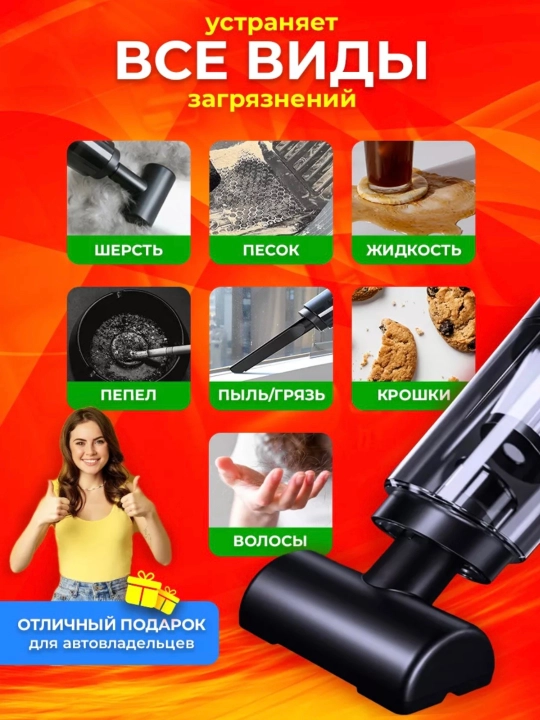 Пылесос для машины автомобильный, беспроводной, аккумуляторный пылесос для авто и дома