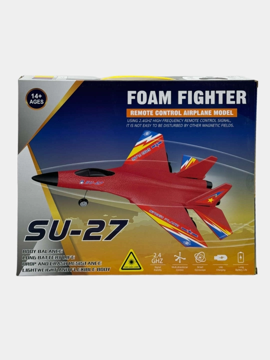 Foam Fighter SU-27: Радиоуправляемый самолет, от 8 лет, легкий и прочный, Код. 24644