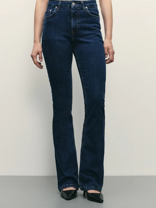 Jinsi shim bootcut o'rta o'tirish, 100% paxta