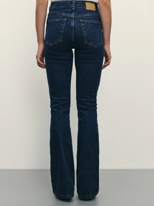 Jinsi shim bootcut o'rta o'tirish, 100% paxta