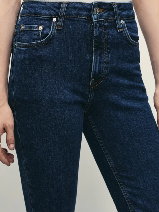 Jinsi shim bootcut o'rta o'tirish, 100% paxta