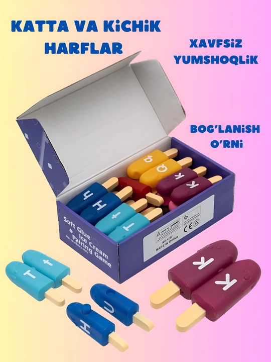 Muzqaymoqli o‘yinchoq, harflarni o‘rgatish, rivojlantiruvchi, erta o‘rganish uchun to‘plam - 