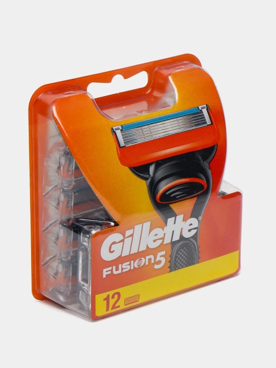 Сменные кассеты Gillette Fusion5 для бритвы, 12 шт, с 5 лезвиями, c точным триммером