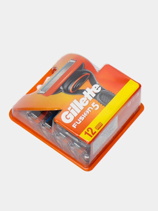 Сменные кассеты Gillette Fusion5 для бритвы, 12 шт, с 5 лезвиями, c точным триммером