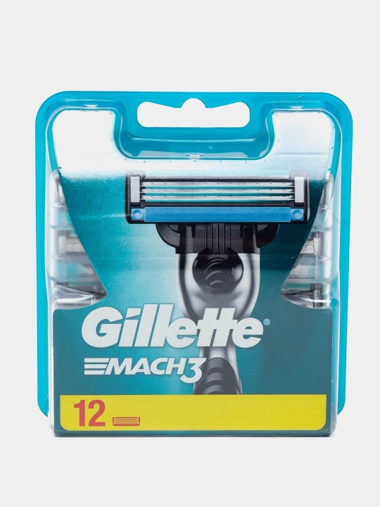 Сменные кассеты Gillette Mach3 для бритвы, с 3 лезвиями, прочнее, чем сталь, для точного бритья, 12 шт