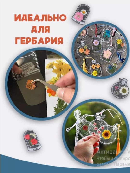 Закладки для книг, сделай сам из гербария, 6 штук, прозрачные баночки