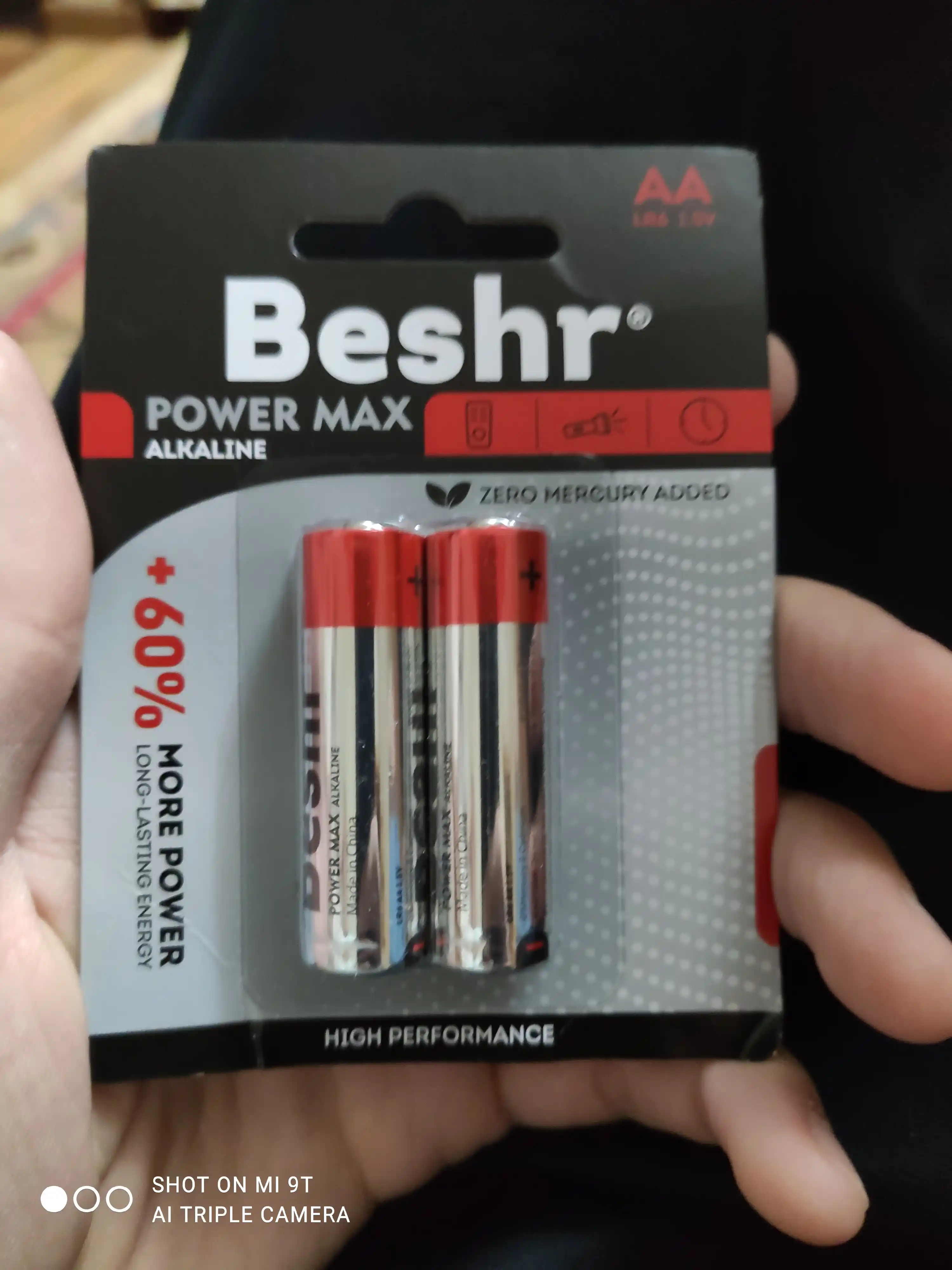 Barmoqli batareyalar, hajmi AA, 2 dona, Beshr Power Max Alkaline LR6, ishqoriy