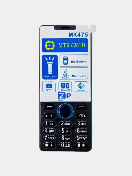 ZIP MOBILE MK475 tugmali telefoni, Uzimei ro‘yxatdan o‘tgan, 2 ta SIM-karta - 