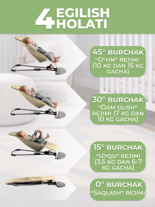 Bolalar arg‘imchog‘i, yangi tug‘ilgan chaqaloqlar uchun shezlong