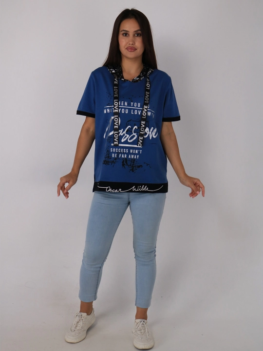 Paxtadan tikilgan qalpoqli futbolka, oʻlchami XXL-XXXL