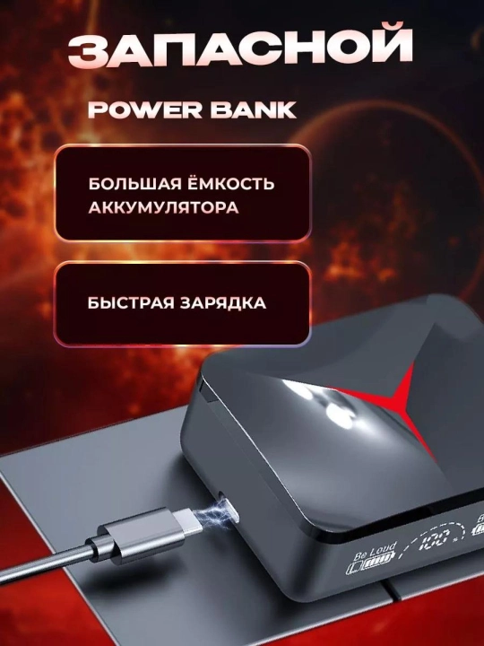Quloqchinlar simsiz Bluetooth M90 Pro, displey va power bank 3500 mA/soat