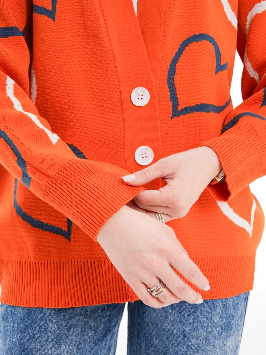 Tugmachali oversize kardigan, uzaytirilgan, DIDOV TRIKO, 44-52 hajmga mos kardigan