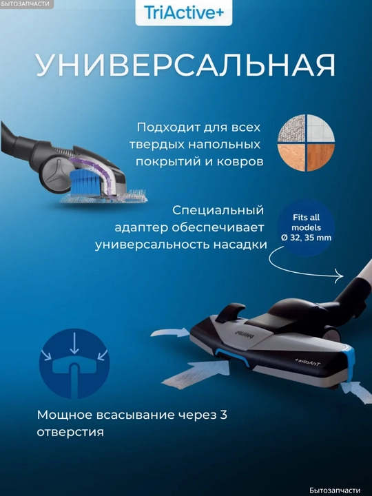 Щетка насадка для пылесоса Samsung Bosch Artel LG Philips, диаметр 32-35 мм