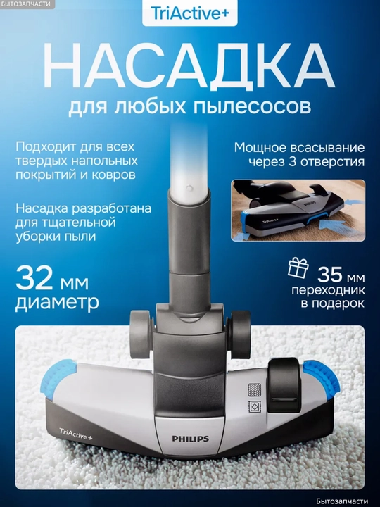 Щетка насадка для пылесоса Samsung Bosch Artel LG Philips, диаметр 32-35 мм