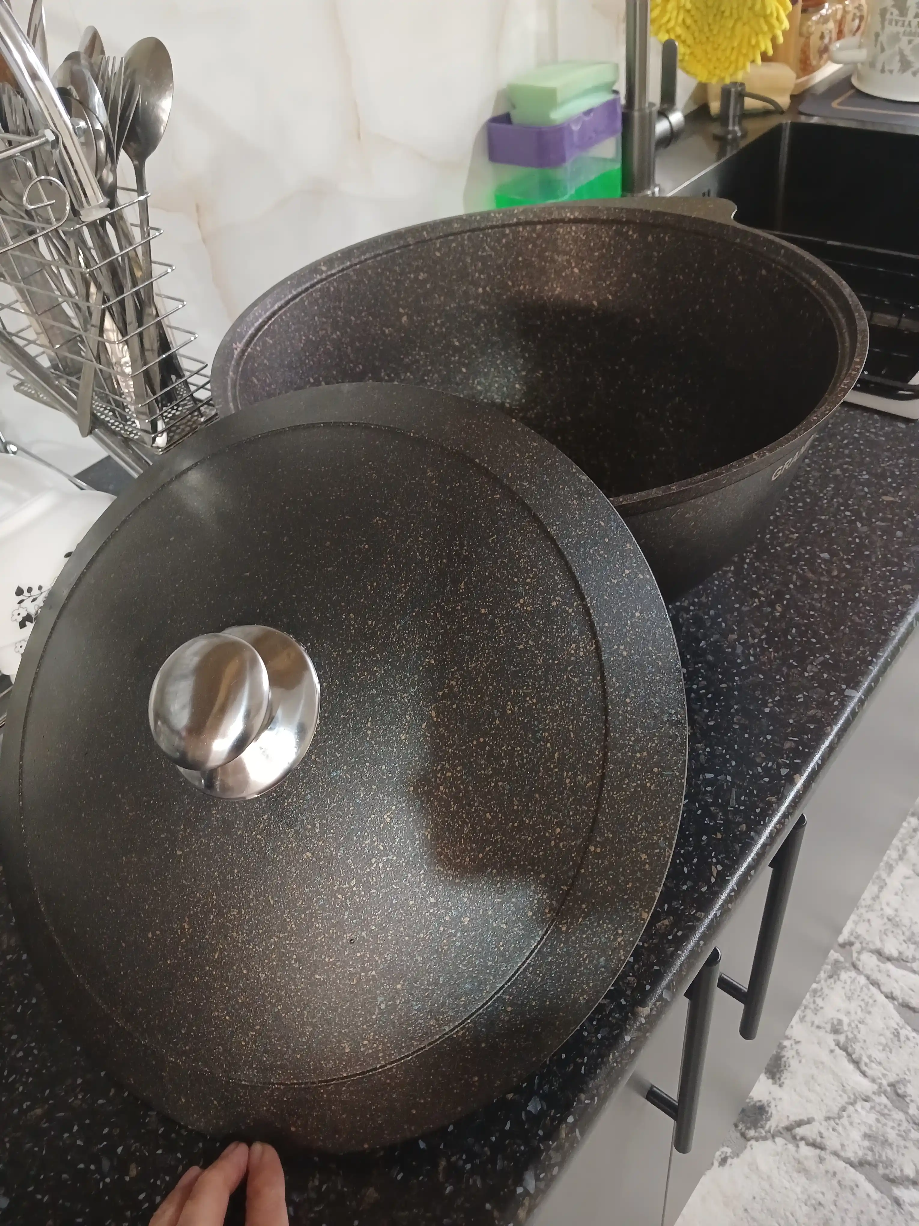 Казан для плова Kukmara Granit Ultra, со стеклянной и не стеклянной крышкой 