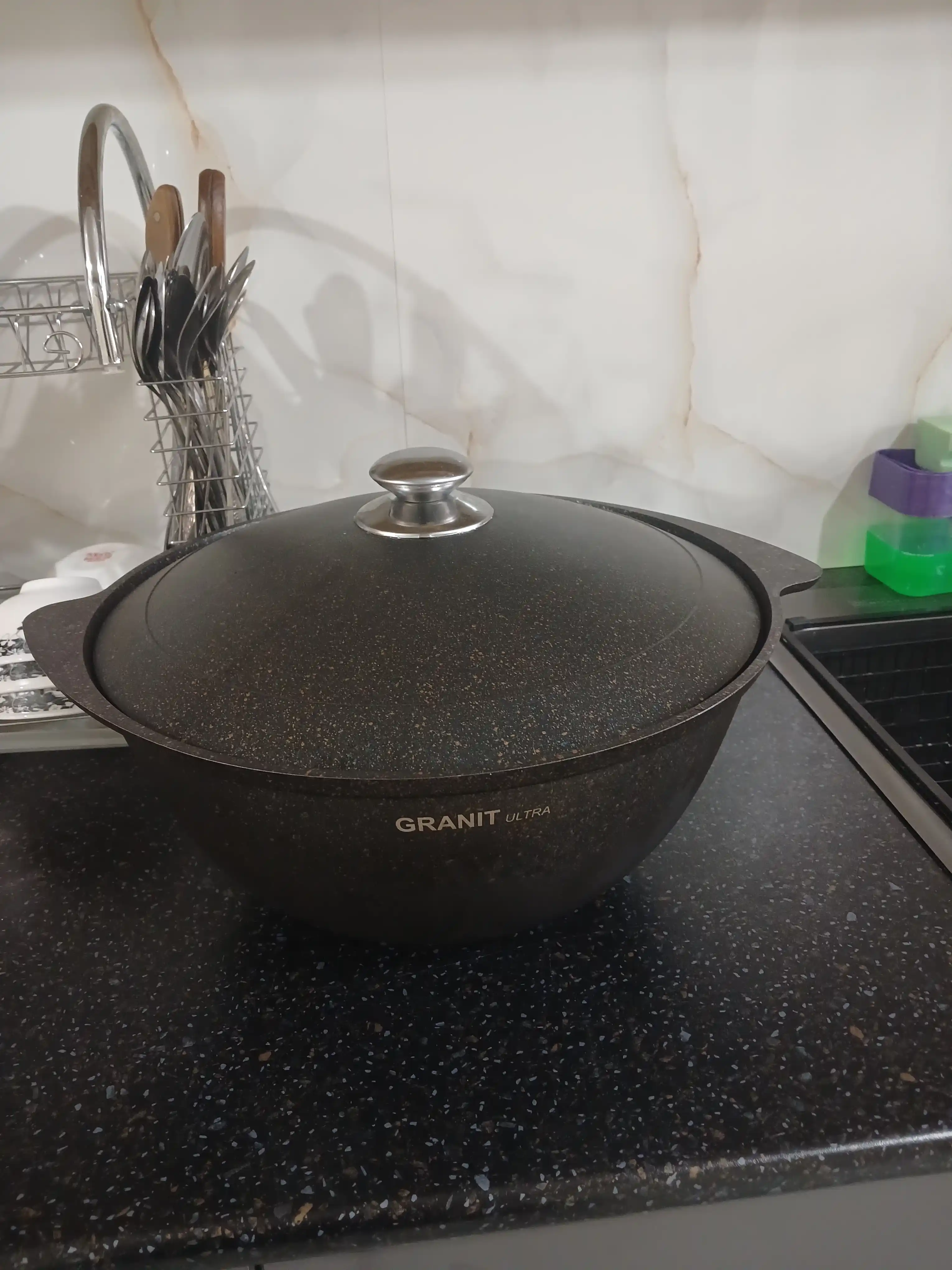 Казан для плова Kukmara Granit Ultra, со стеклянной и не стеклянной крышкой 