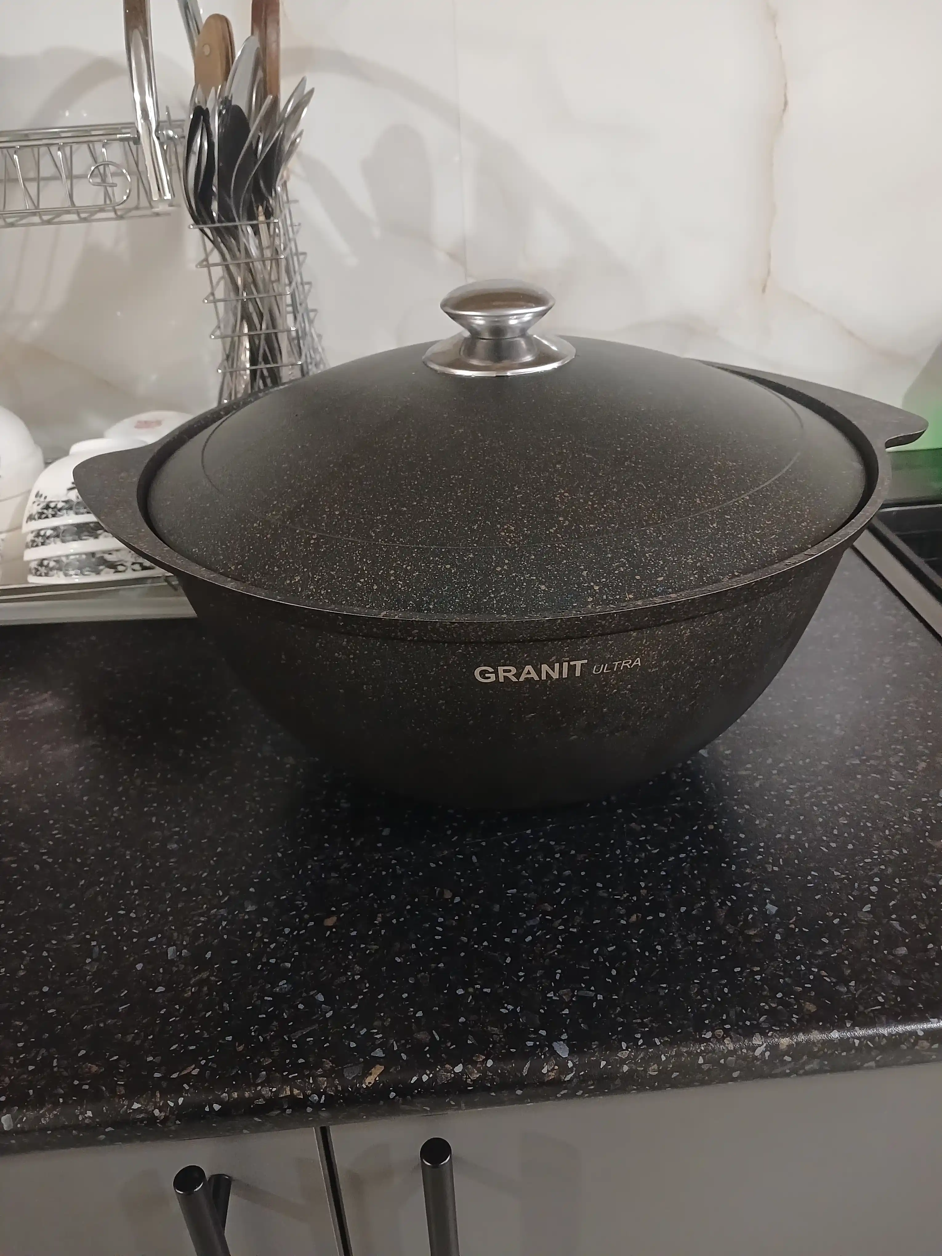 Казан для плова Kukmara Granit Ultra, со стеклянной и не стеклянной крышкой 