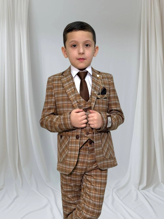 Костюм-тройка для мальчика, детский, классический, в клетку, школьный и праздничный