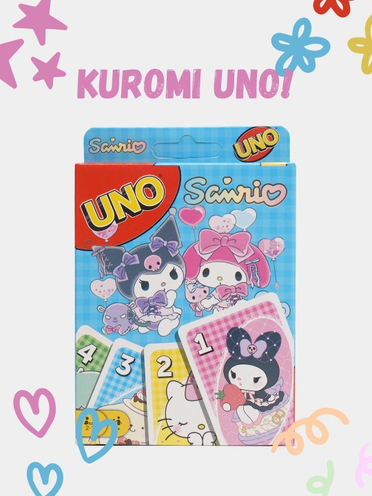 Настольная игра UNO Flip, Wild, Kuromi, Pokemon, Minecraft, BTS, Anime, Barbie, Frozen