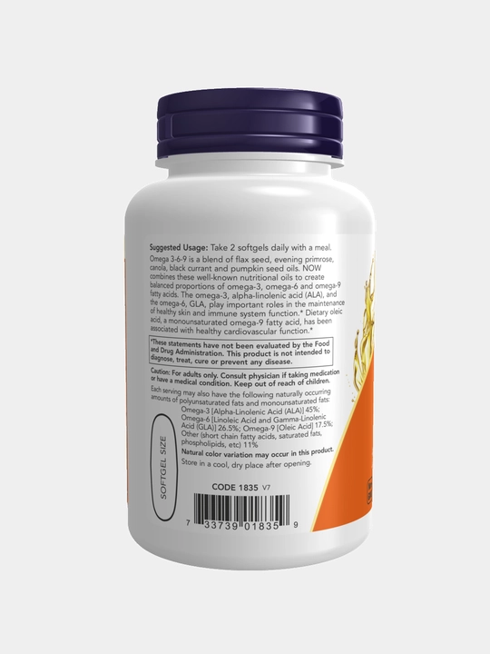 Now Foods, Омега 3-6-9, 100 капсул