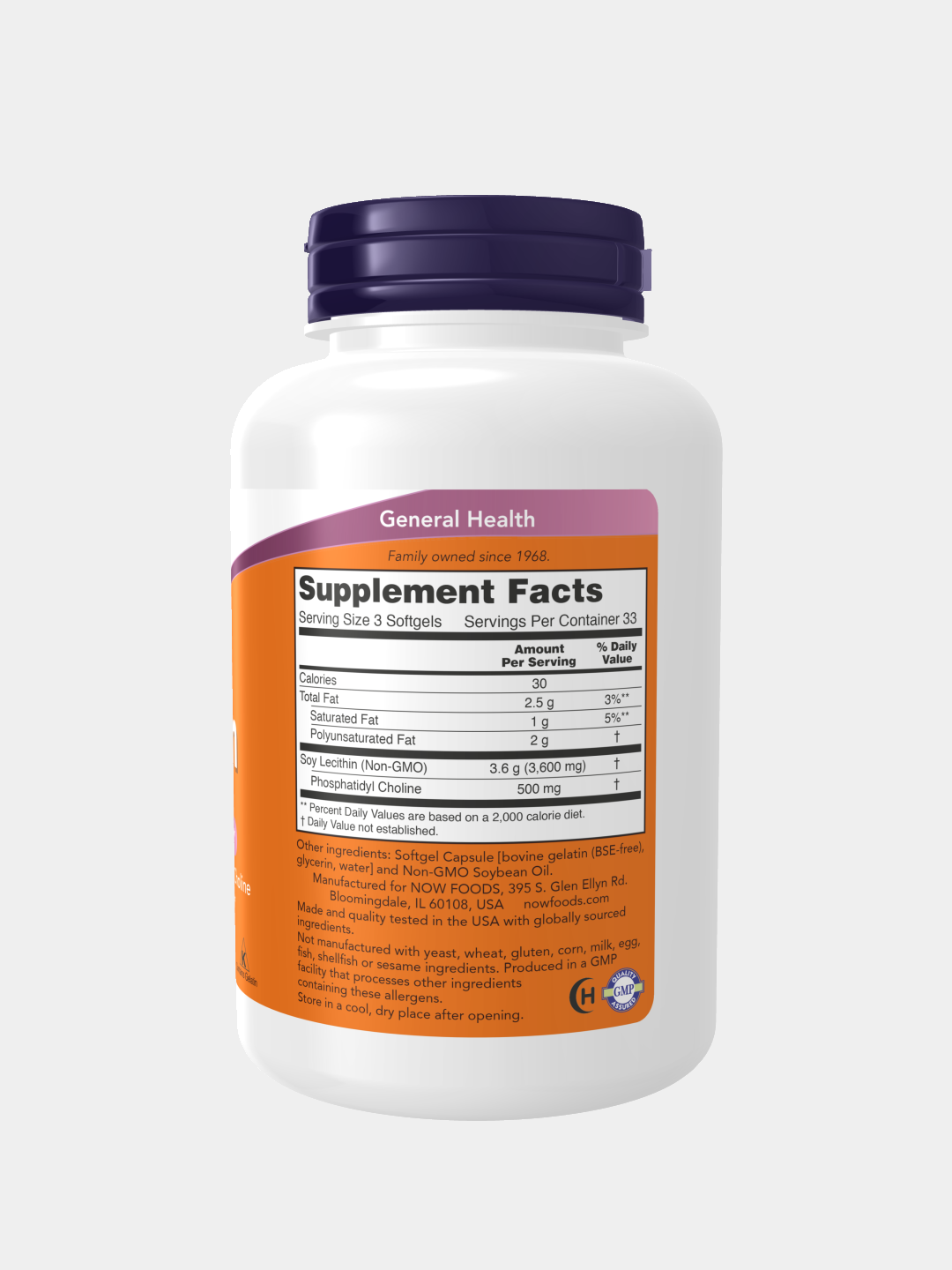 Now Foods, Lesitin (Lecithin) 1200 mg, 100 ta kapsula, Halol