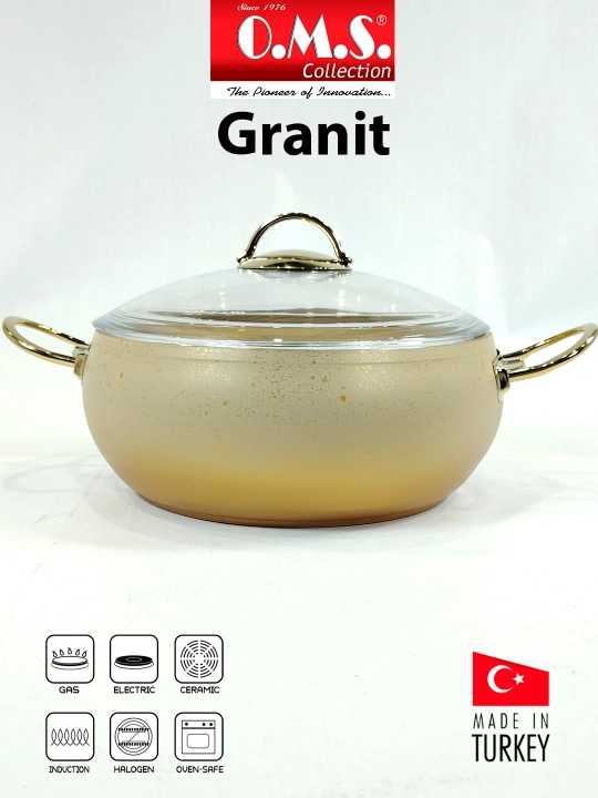 Кастрюля-жаровня O.M.S 3024 Granit Ultra 9 предметов 2.5/2.8/3.5/4.5/6.5L