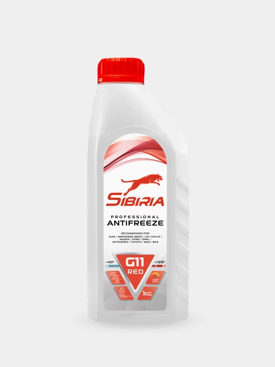 Antifriz Sibiria, qizil va ko'k ranglarda, 1 kg, 5 kg, G11, -40 C