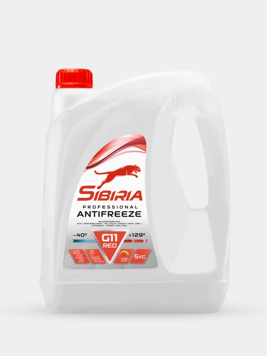 Antifriz Sibiria, qizil va ko'k ranglarda, 1 kg, 5 kg, G11, -40 C
