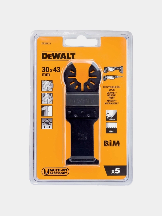 Ko'p funktsiyali asbob uchun nozul, 5 dona, DeWALT 43x30 mm DT20723-QZ