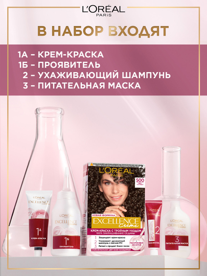 L'Oreal Paris Стойкая крем-краска для волос "Excellence", оттенок 7.1, Русый пепельный