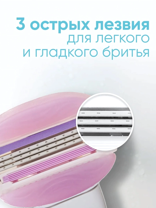 Сменные кассеты для бритвы Venus Breeze (cо встроенными полосками с гелем для бритья), 2 шт.
