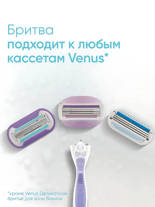 Сменные кассеты для бритвы Venus Breeze (cо встроенными полосками с гелем для бритья), 2 шт.