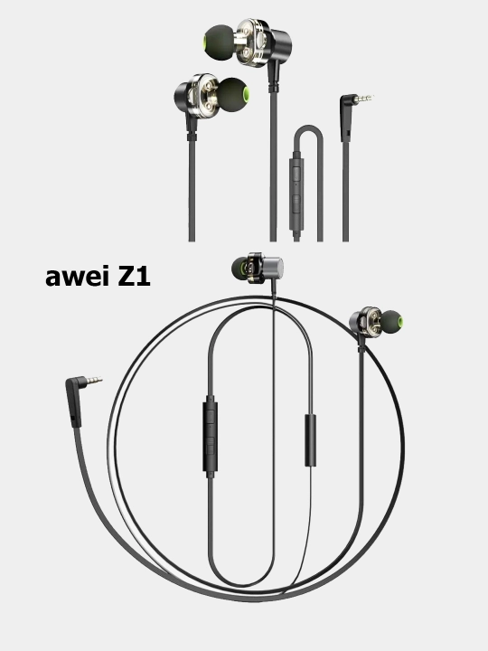 Naushniklar simli Awei Z1 to'rt tomonlama gibrid AUX Mini Jack 3'5