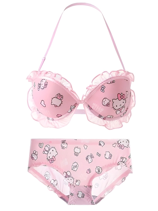 Комплект из бюстгальтера и трусиков Hello Kitty, для женщин и девочек, размеры M, L, XL