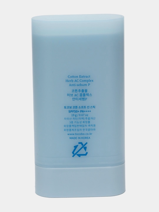 Солнцезащитный стик для лица Tocobo Cotton Soft Sun Stick SPF50+PA++++, 19 гр