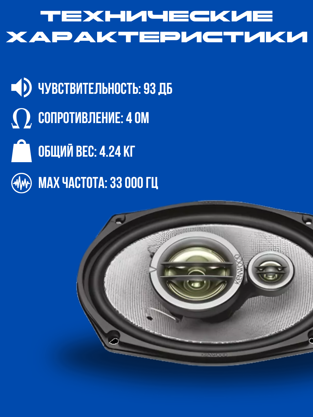 Автомобильные динамики Kenwood KFC-HQ718, 3-х полосные, 320 Вт