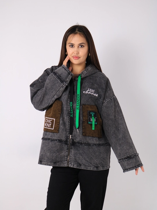 Ayollar uchun keng jins kurtka, XL-XXXL o‘lcham