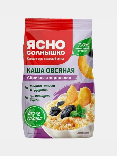 Каша овсяная Ясно Солнышко, абрикос и чернослив, 300 г — NETPRO-P18438E
