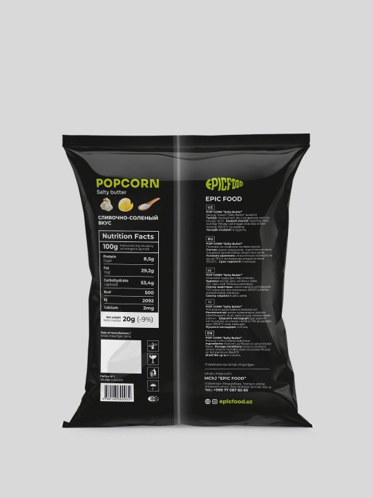 Popcorn Saryog' va tuz ta'mli American style