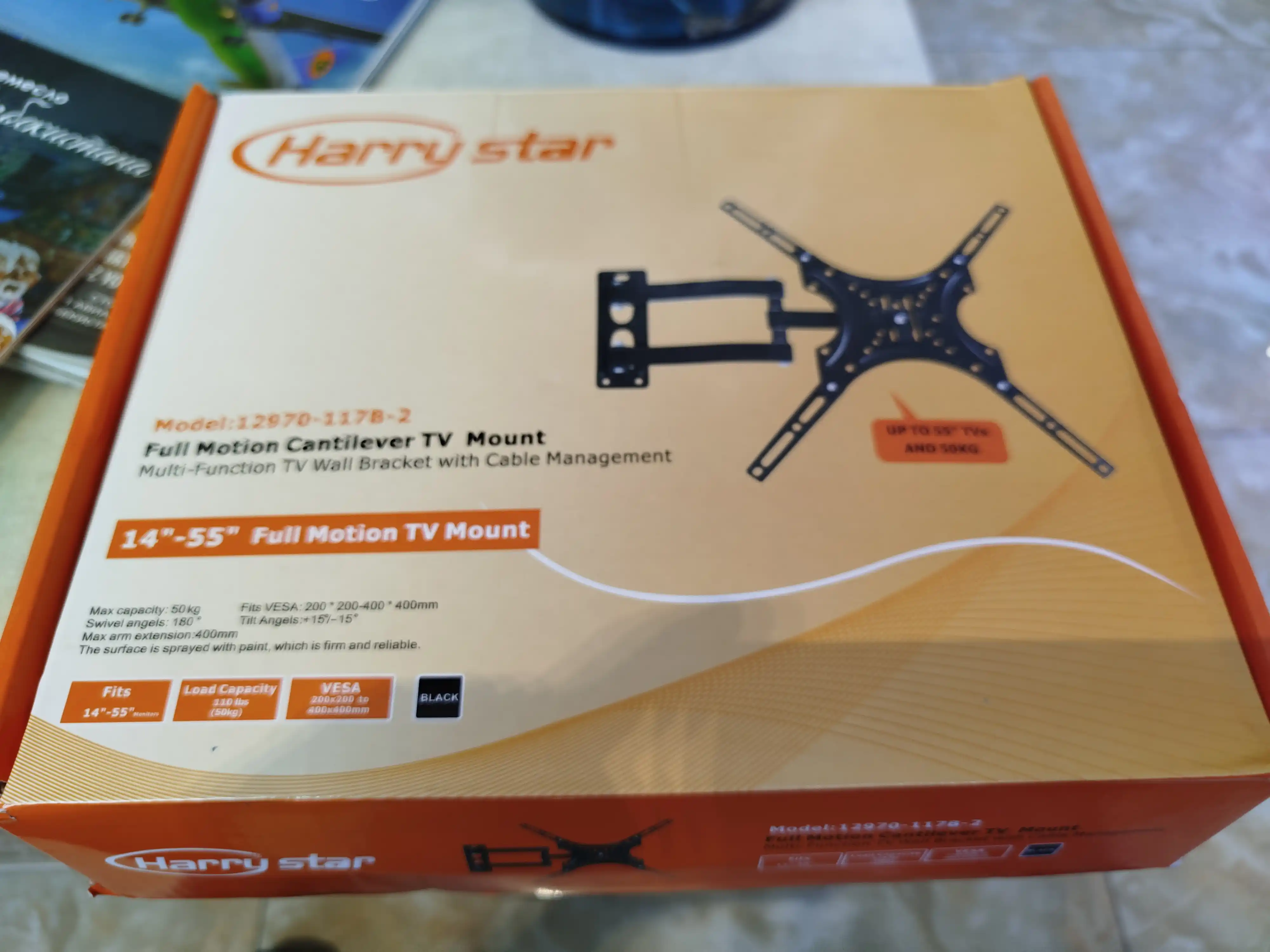 Televizor uchun egiluvchi  kronshteyn 12970-117B-2, 180 gradus, "14-55'' FullTV Mount