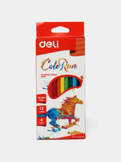 Карандаши DELI цветные, треугольные, 12 цв  00100-EC