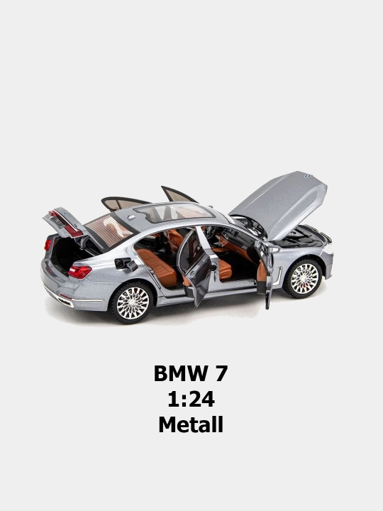 Масштабная металлическая модель BMW 7 с свето-звуко эффектами инерционный механизм 1:24