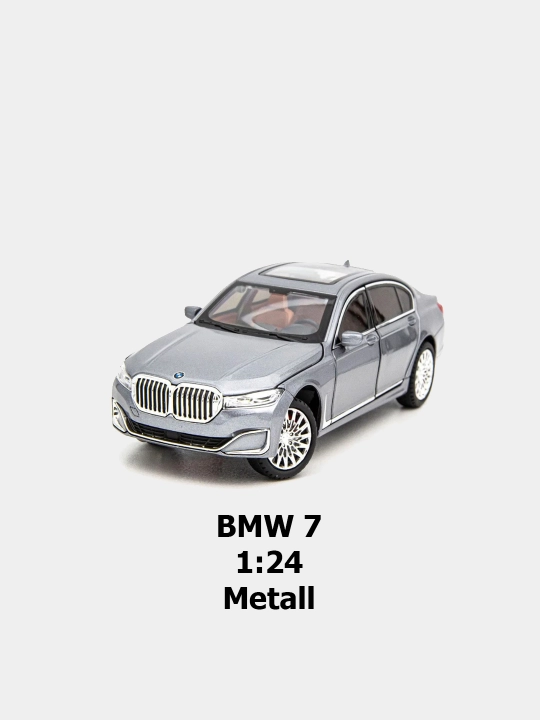 Масштабная металлическая модель BMW 7 с свето-звуко эффектами инерционный механизм 1:24 - 