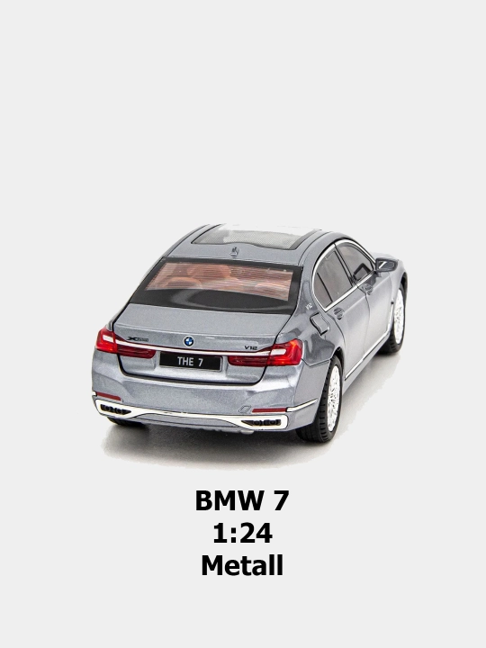 Масштабная металлическая модель BMW 7 с свето-звуко эффектами инерционный механизм 1:24